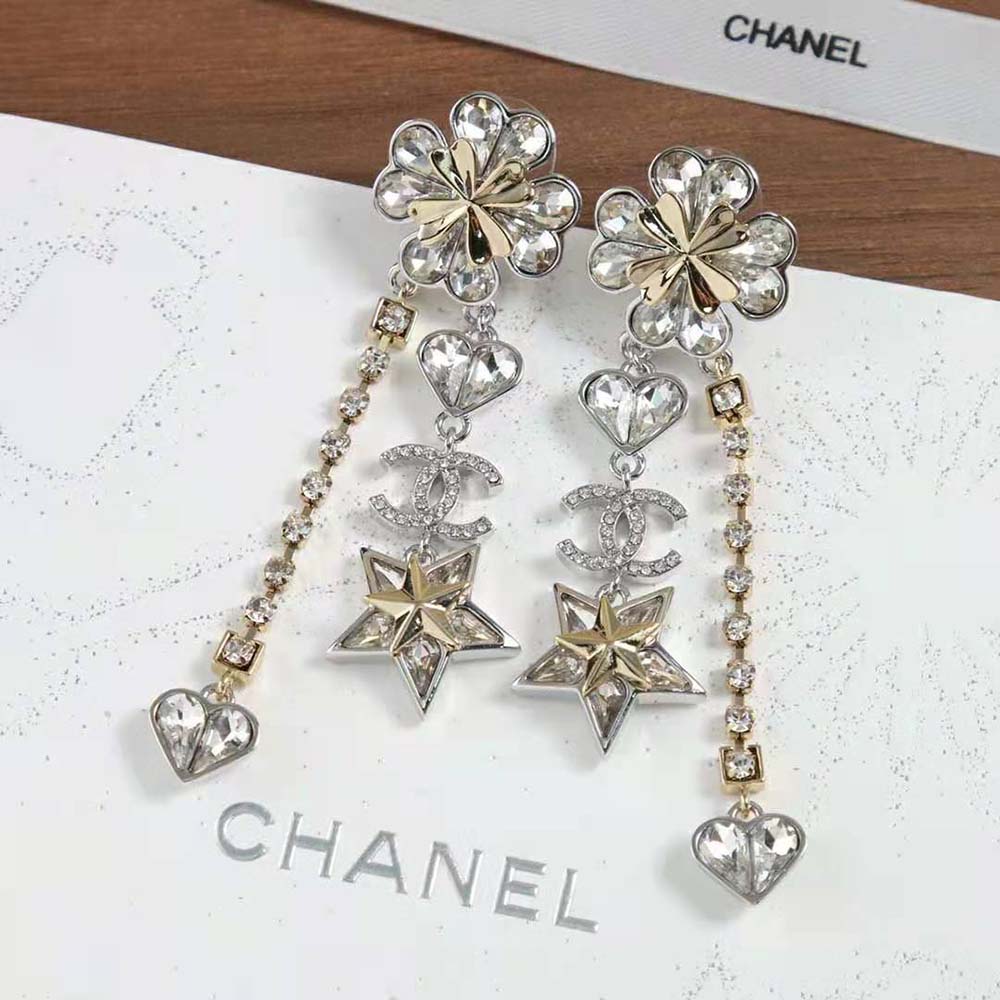 Chanel Women Pendant Earrings in Metal & Strass (2)