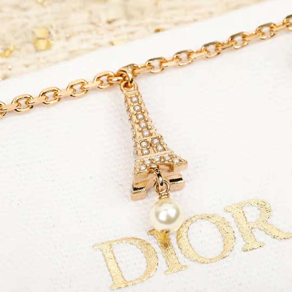 Dior Women Plan De Paris Bracelet Gold-Finish Metal and White Resin Pearls (3)