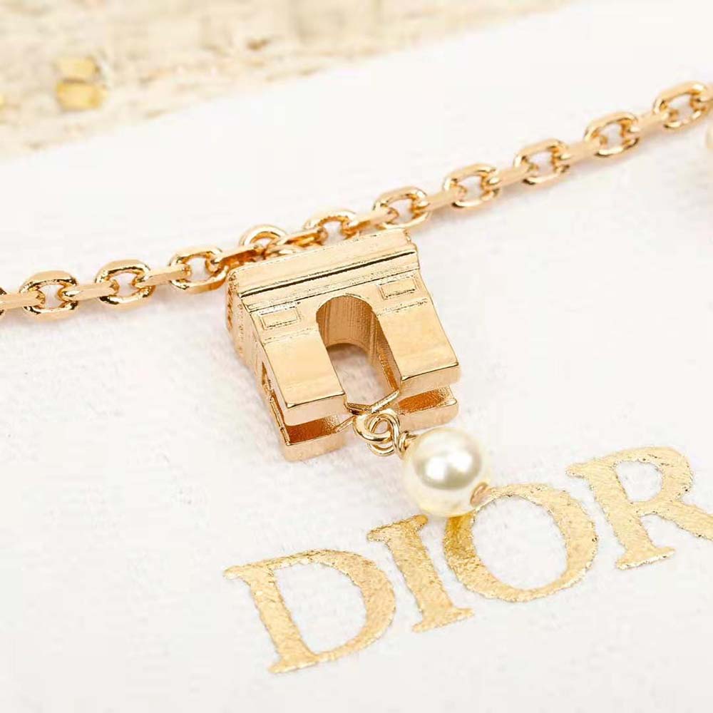 Dior Women Plan De Paris Bracelet Gold-Finish Metal and White Resin Pearls (5)