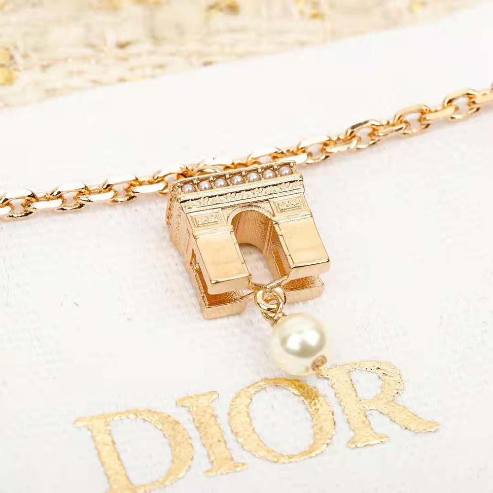 Dior Women Plan De Paris Bracelet Gold-Finish Metal and White Resin Pearls (8)