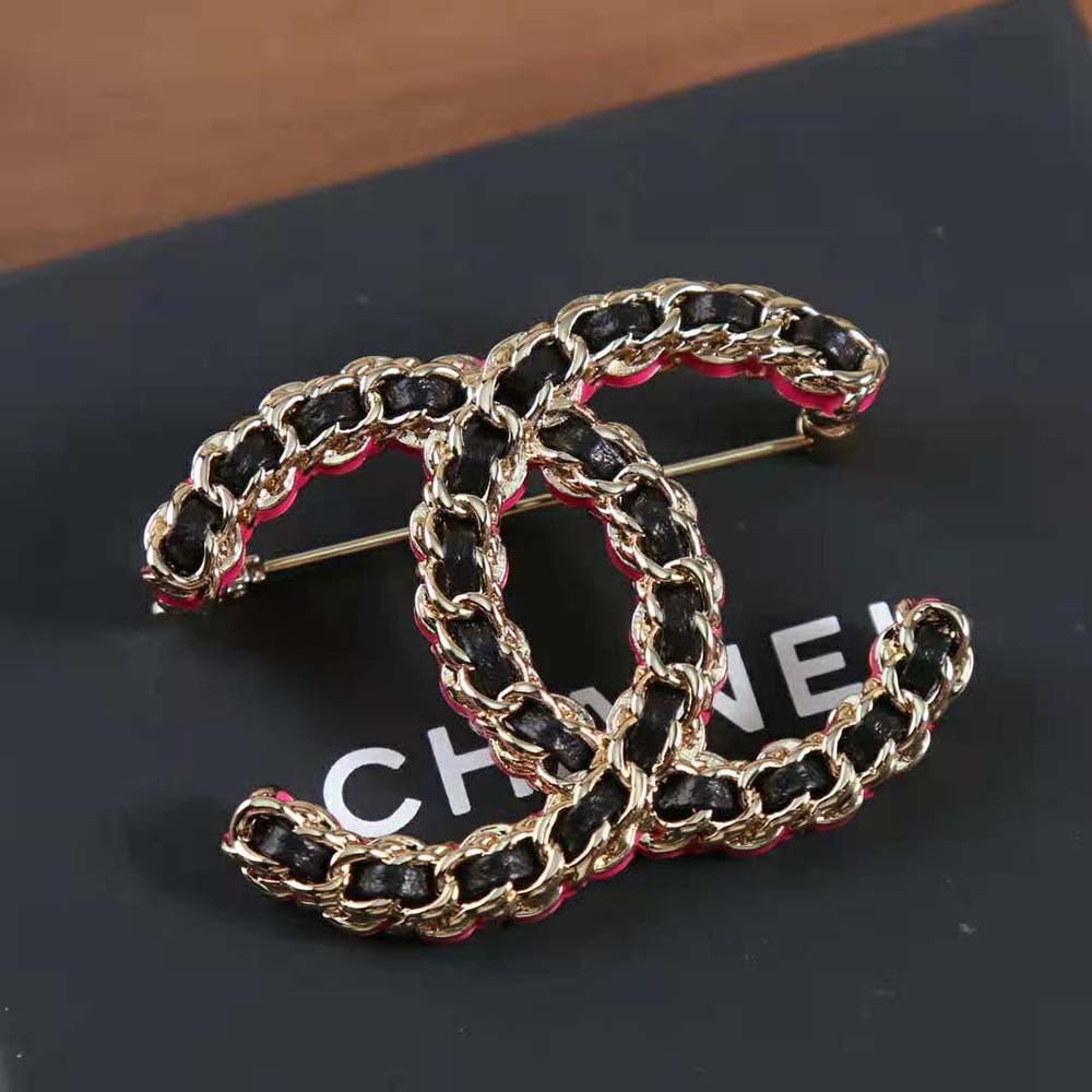 Chanel Women Brooch in Metal & Calfskin-Black (5)