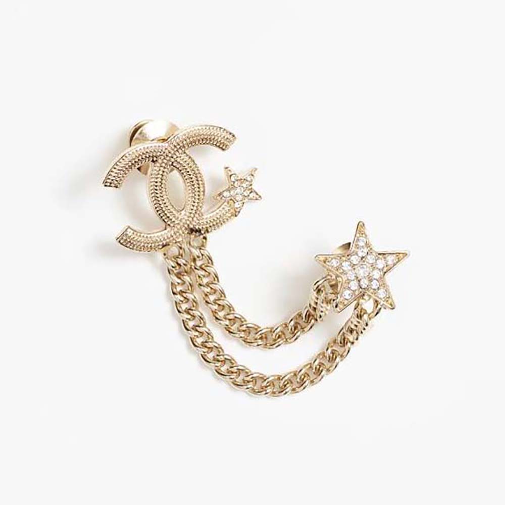 Chanel Women Brooch in Metal & Calfskin-Gold (1)