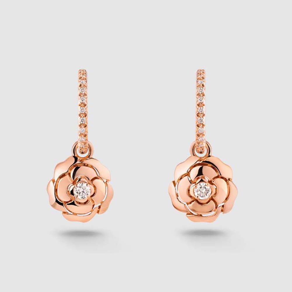 Chanel Women Extrait De Camélia Earrings in 18K Pink Gold