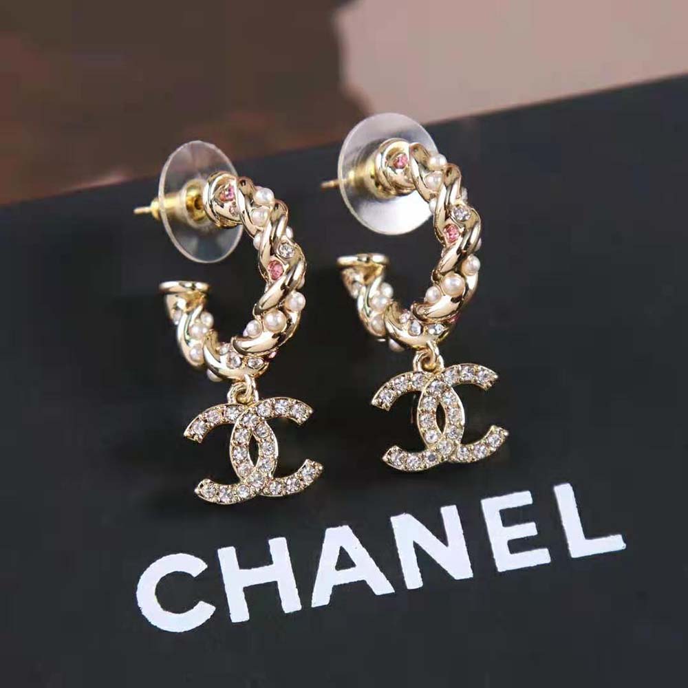 Chanel Women Hoop Earrings in Metal Glass Pearls & Strass (2)