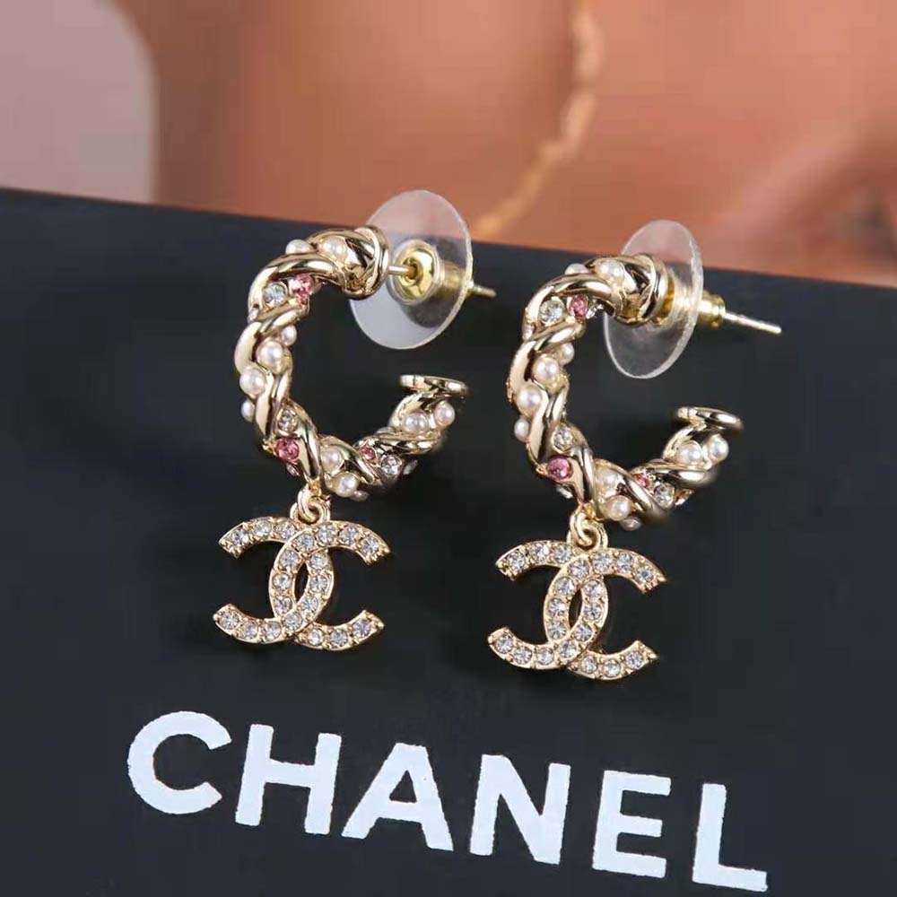 Chanel Women Hoop Earrings in Metal Glass Pearls & Strass (6)