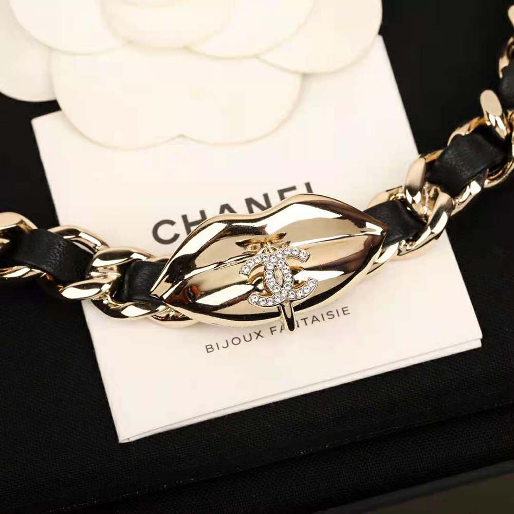 Chanel Women Necklace in Metal Lambskin & Strass-Black (4)