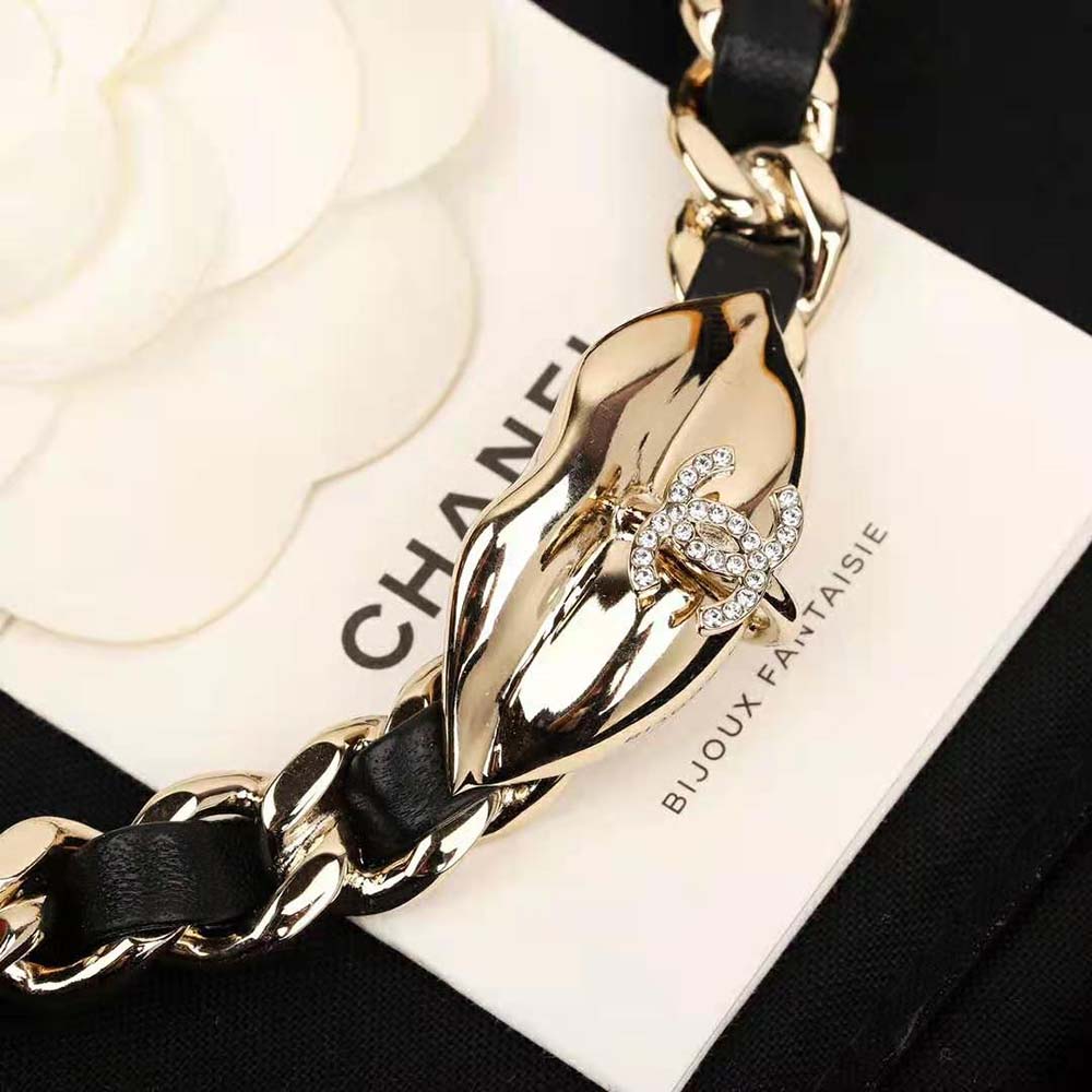 Chanel Women Necklace in Metal Lambskin & Strass-Black (6)
