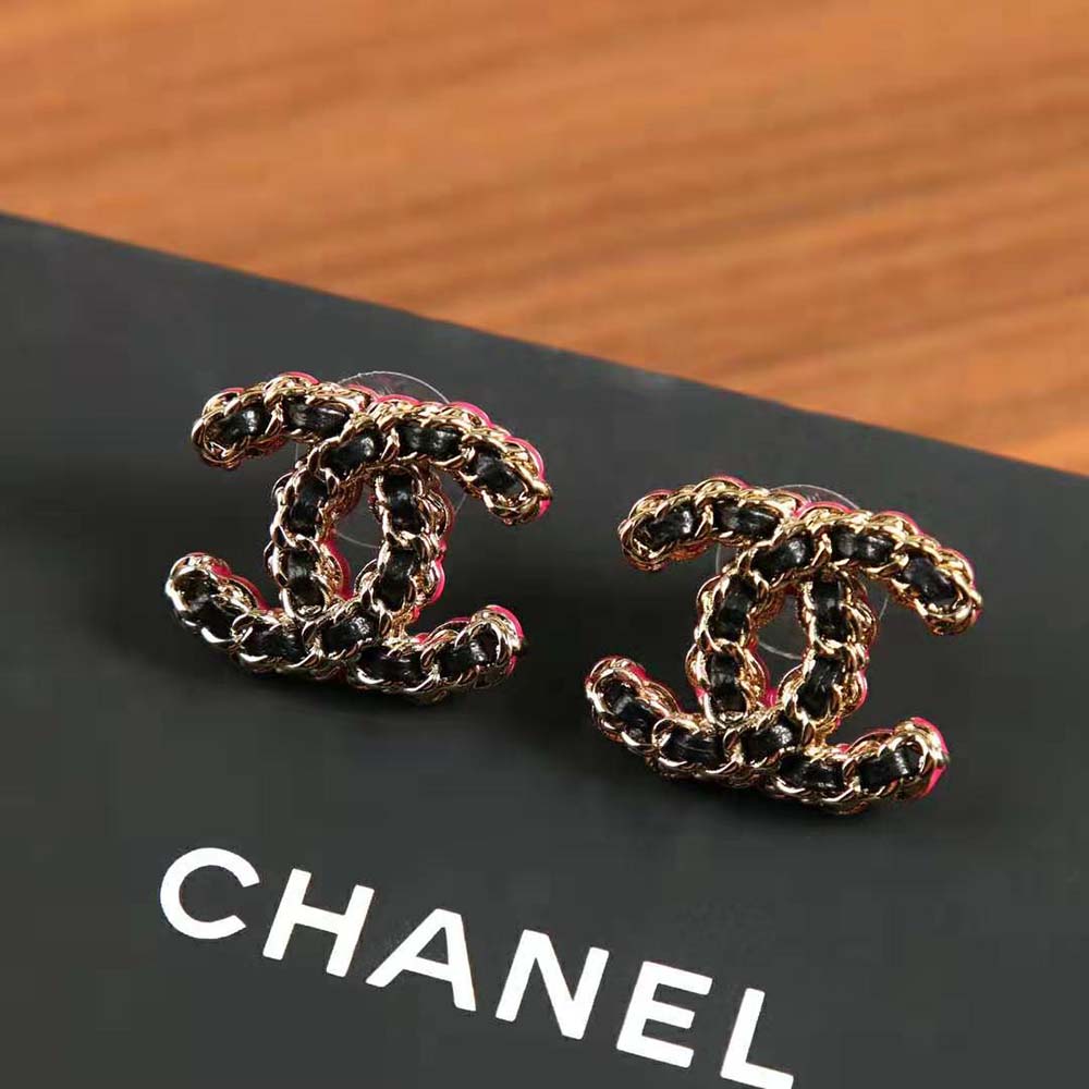 Chanel Women Stud Earrings in Metal & Calfskin (2)