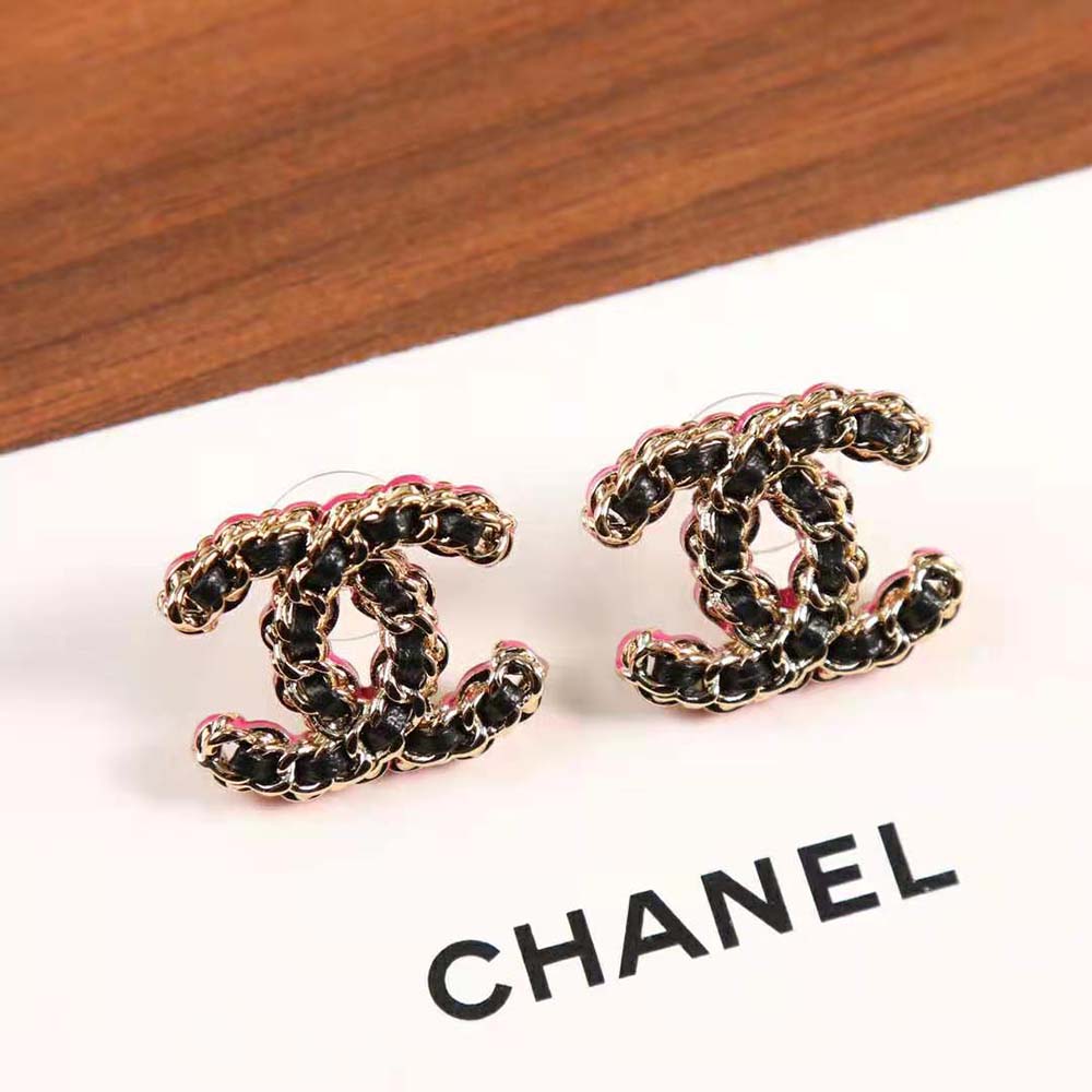 Chanel Women Stud Earrings in Metal & Calfskin (3)