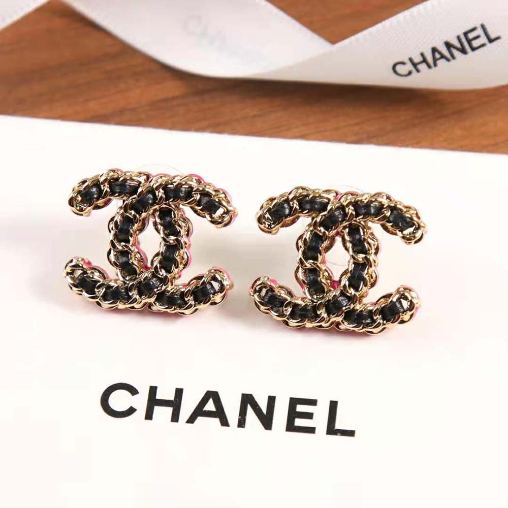 Chanel Women Stud Earrings in Metal & Calfskin (5)