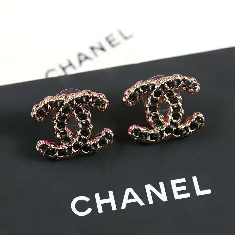 Chanel Women Stud Earrings in Metal & Calfskin (6)