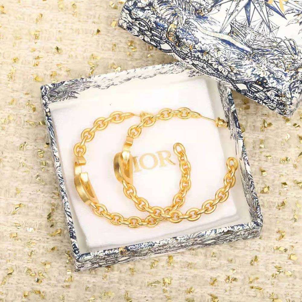 Dior Women CD Lock Earrings Gold-Finish Metal (3)