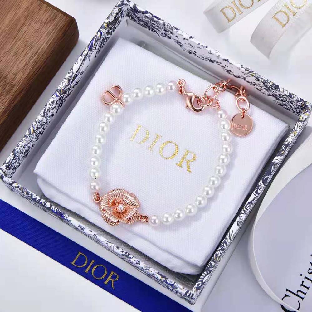 Dior Women D-Millefiori Bracelet Gold-Finish Metal and White Resin Pearls (2)