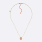 Dior Women D-Millefiori Necklace Matte Pink-Finish Metal and White Resin Pearls