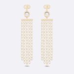 Dior Women La Parisienne Earrings Gold-Finish Metal with White Resin Pearls and Mirrors