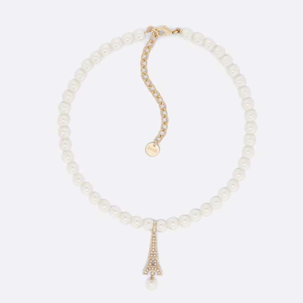 Dior Women Plan De Paris Choker Gold-Finish Metal and White Resin Pearls (1)