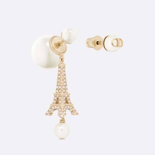Dior Women Tribales Earrings Gold-Finish Metal and White Resin Pearls (1)