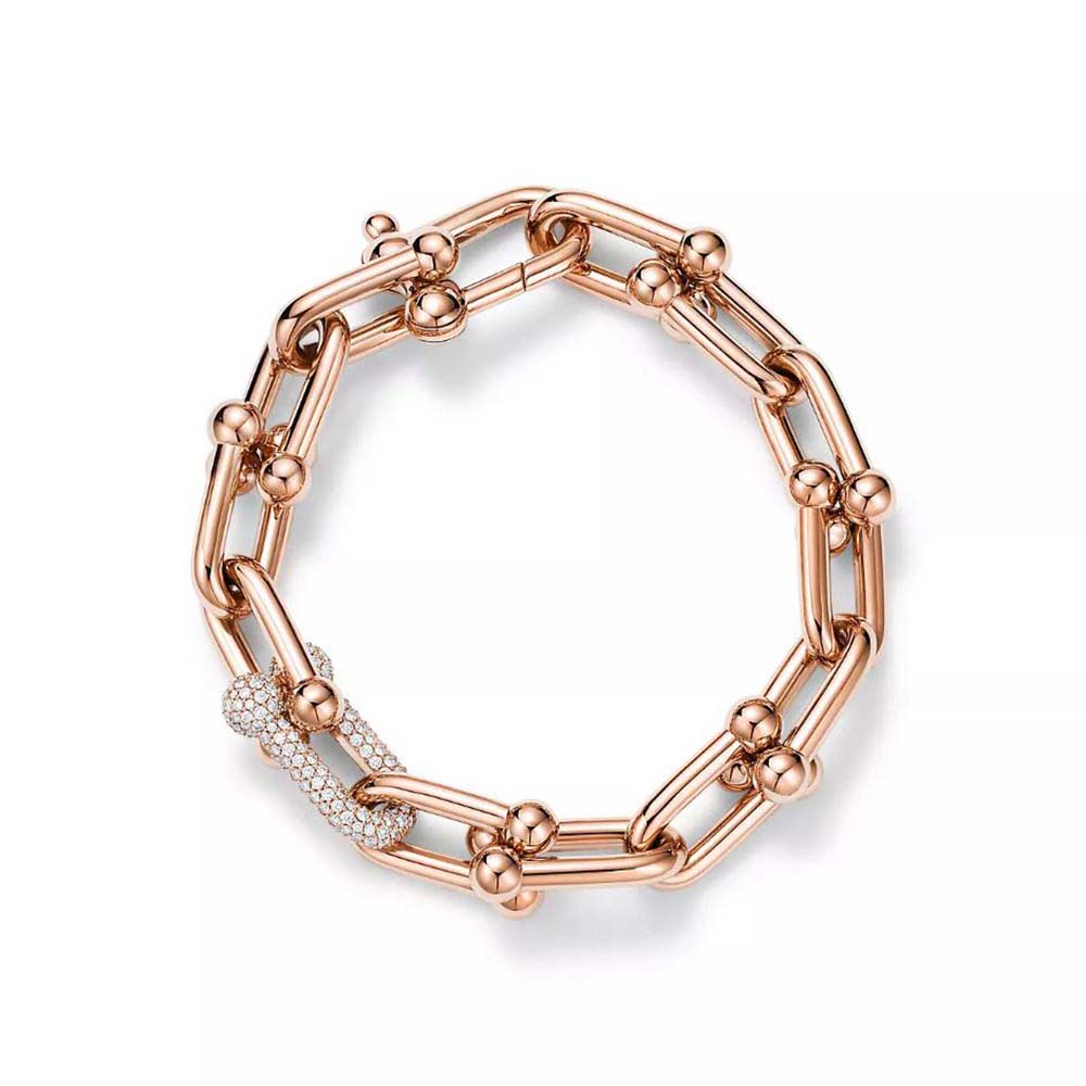 Tiffany HardWear Large Link Bracelet in Rose Gold with Diamonds (1)