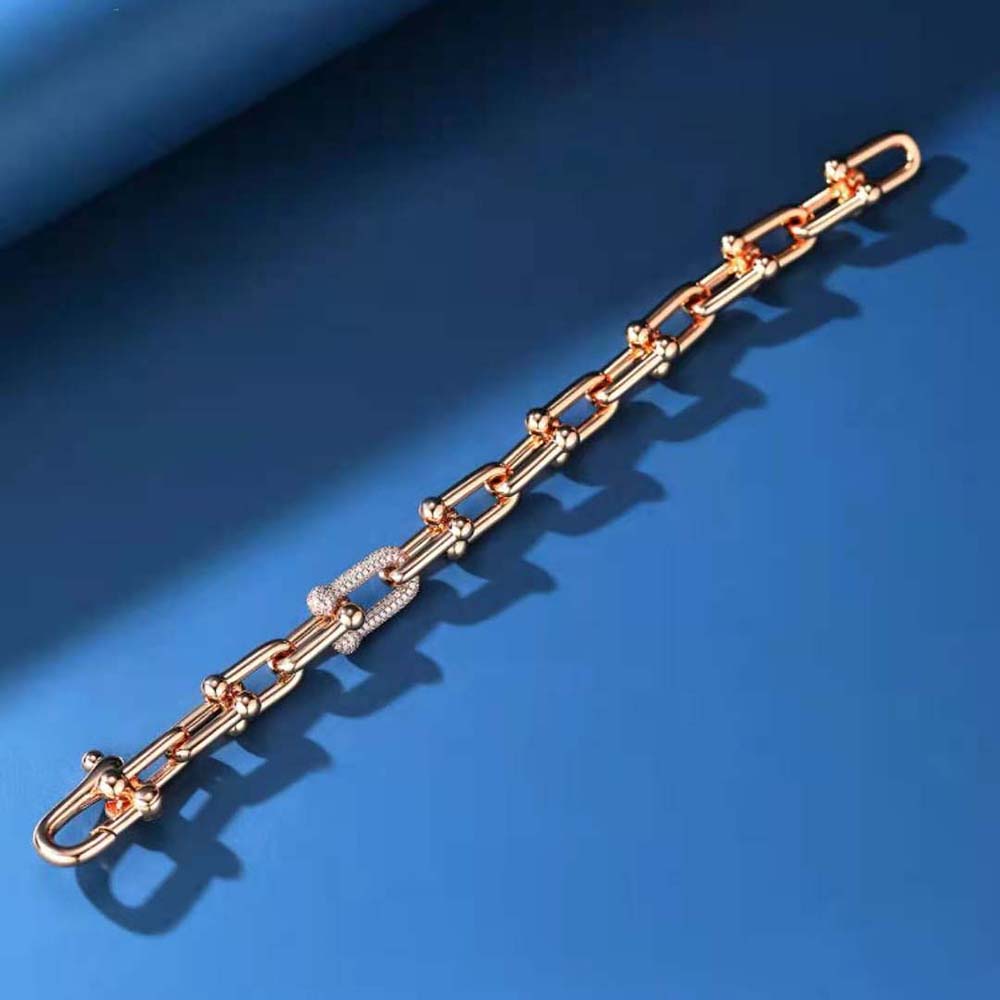 Tiffany HardWear Large Link Bracelet in Rose Gold with Diamonds (10)