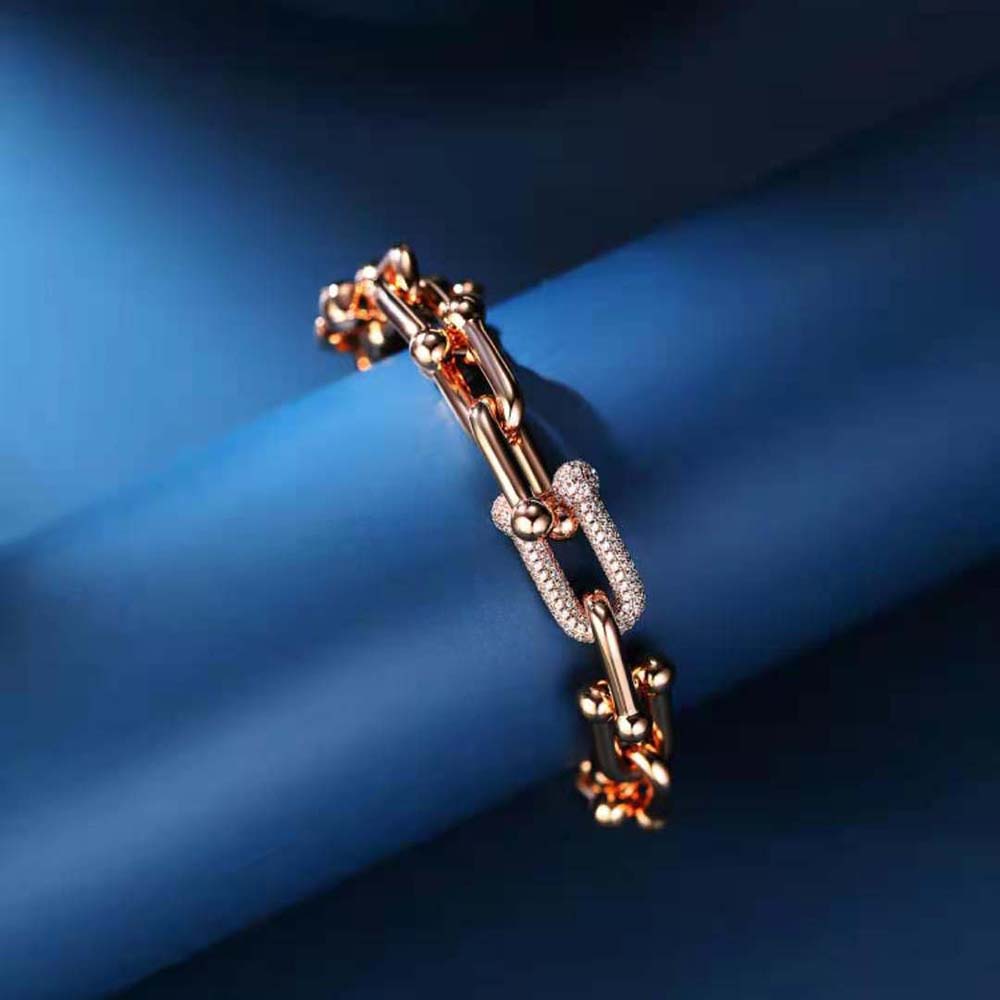 Tiffany HardWear Large Link Bracelet in Rose Gold with Diamonds (2)