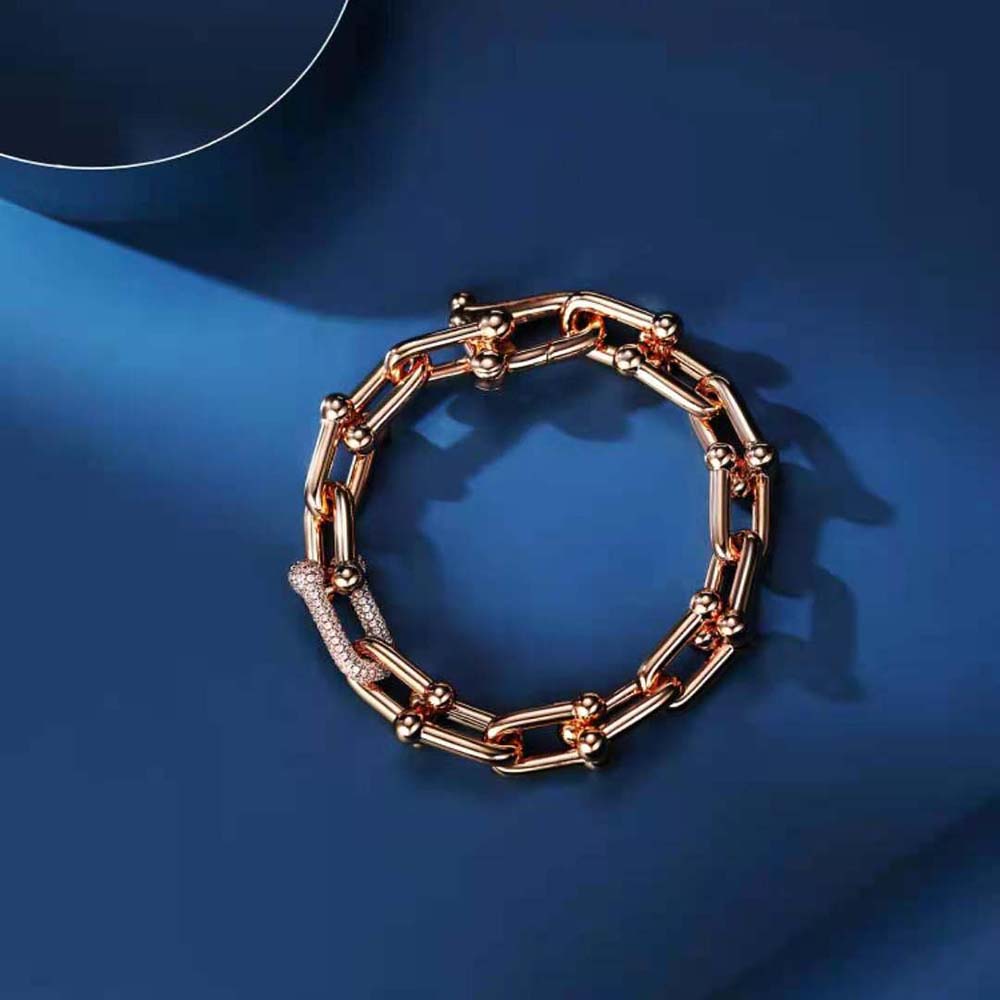 Tiffany HardWear Large Link Bracelet in Rose Gold with Diamonds (3)