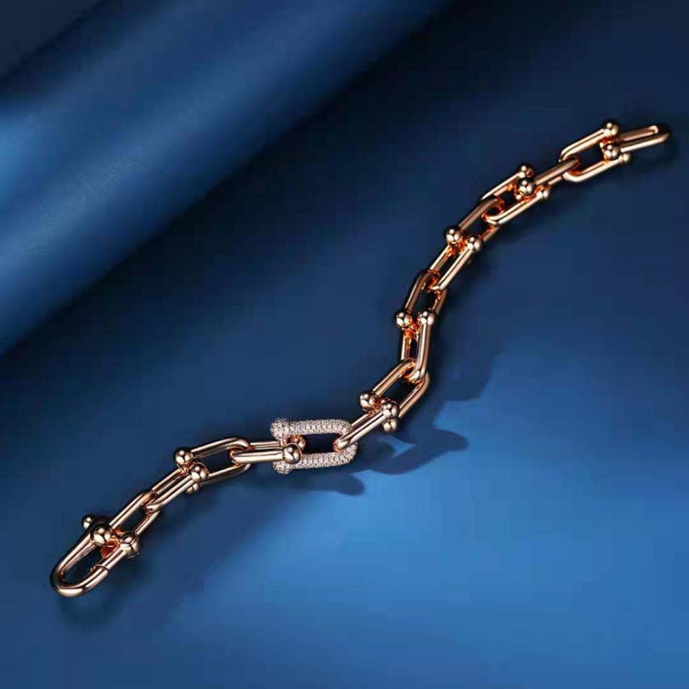 Tiffany HardWear Large Link Bracelet in Rose Gold with Diamonds (4)