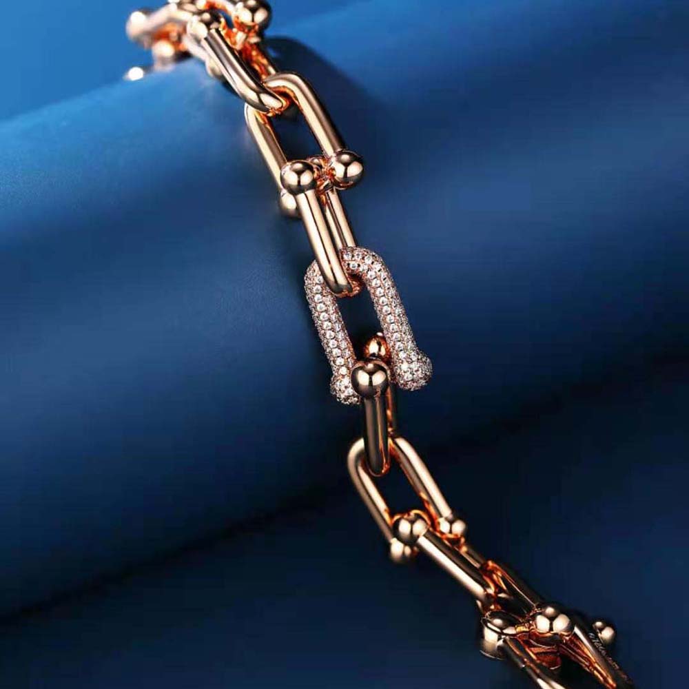 Tiffany HardWear Large Link Bracelet in Rose Gold with Diamonds (5)