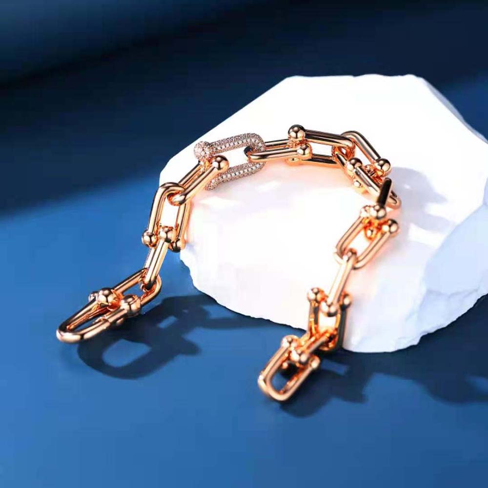 Tiffany HardWear Large Link Bracelet in Rose Gold with Diamonds (6)