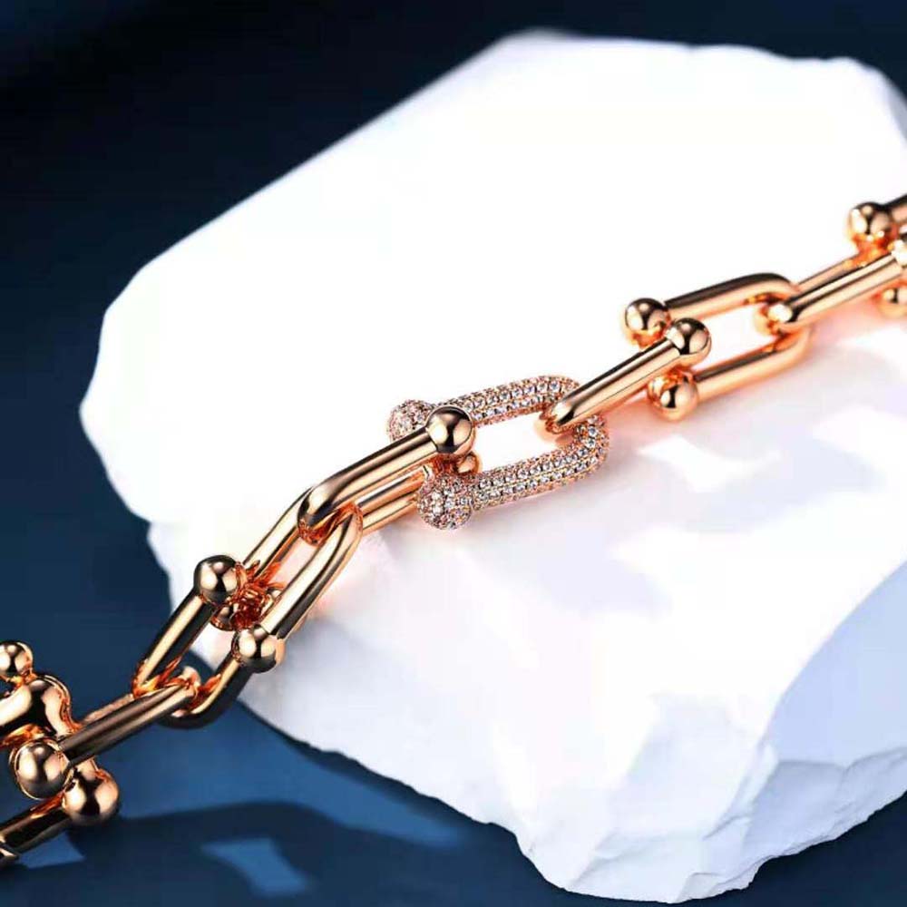 Tiffany HardWear Large Link Bracelet in Rose Gold with Diamonds (9)