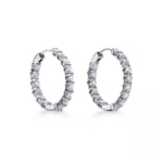 Tiffany Hoop Earrings in Platinum with Round Brilliant Diamonds