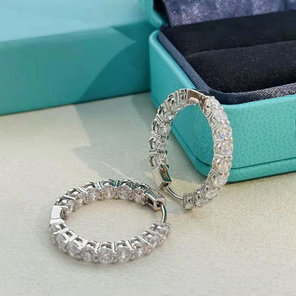 Tiffany Hoop Earrings in Platinum with Round Brilliant Diamonds (2)