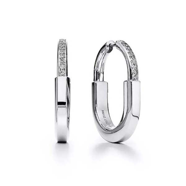 Tiffany Lock Earrings in White Gold with Diamonds (1)