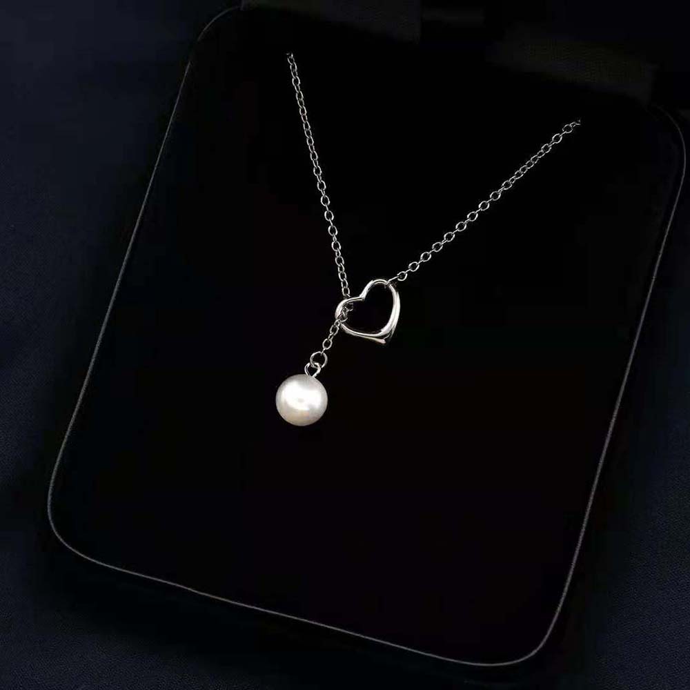 Tiffany Open Heart Lariat Necklace in Silver with Pearls (2)