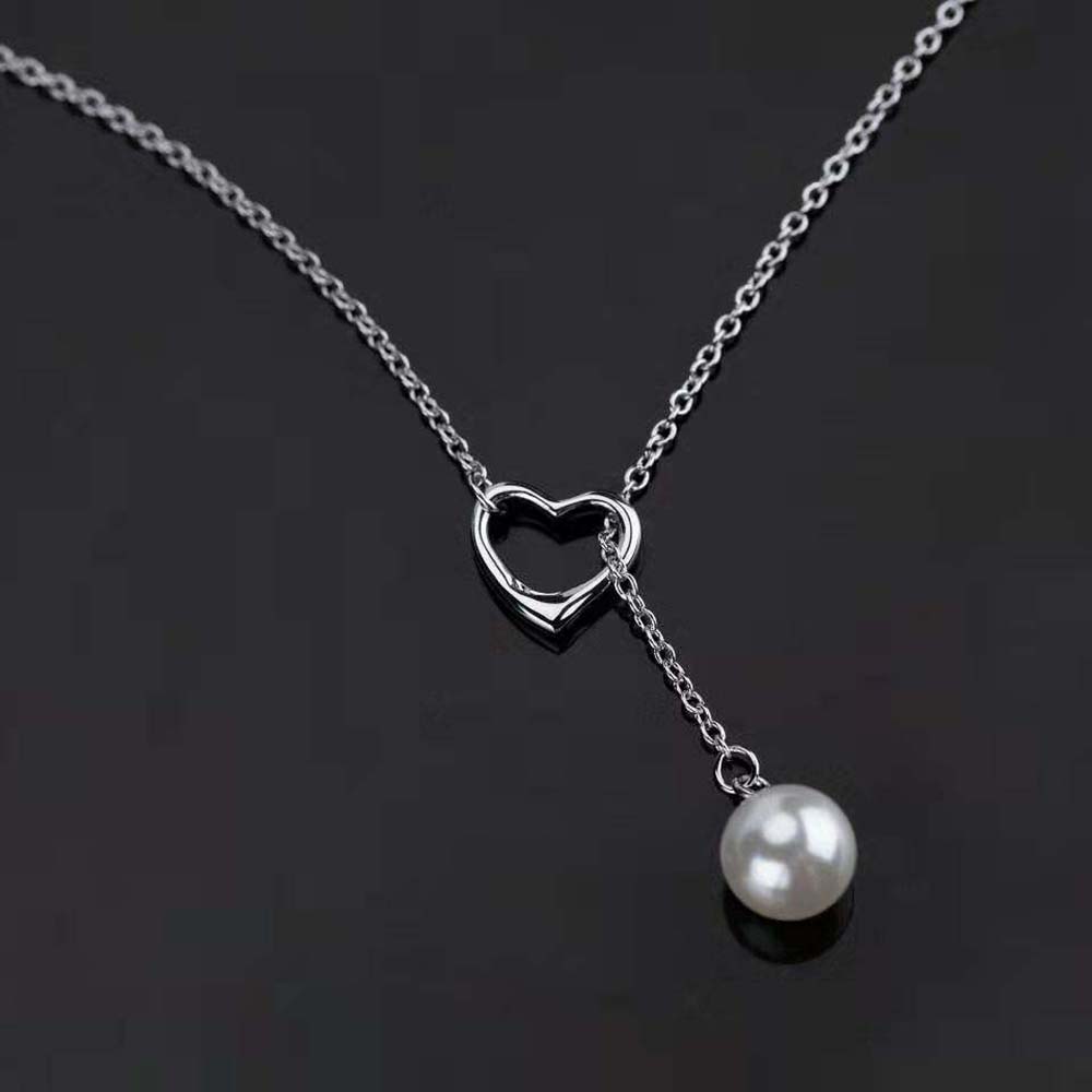 Tiffany Open Heart Lariat Necklace in Silver with Pearls (3)