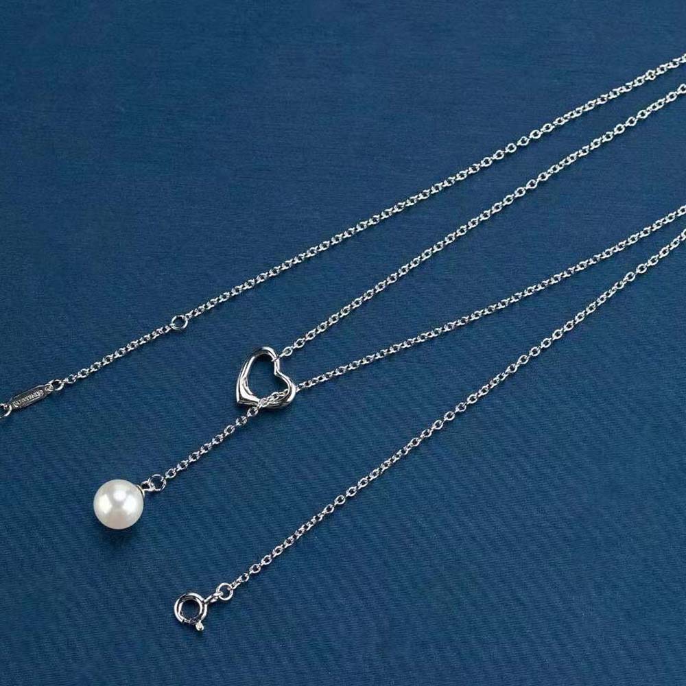 Tiffany Open Heart Lariat Necklace in Silver with Pearls (4)