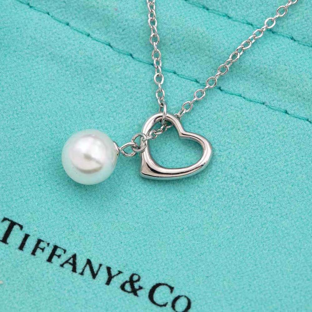 Tiffany Open Heart Lariat Necklace in Silver with Pearls (5)