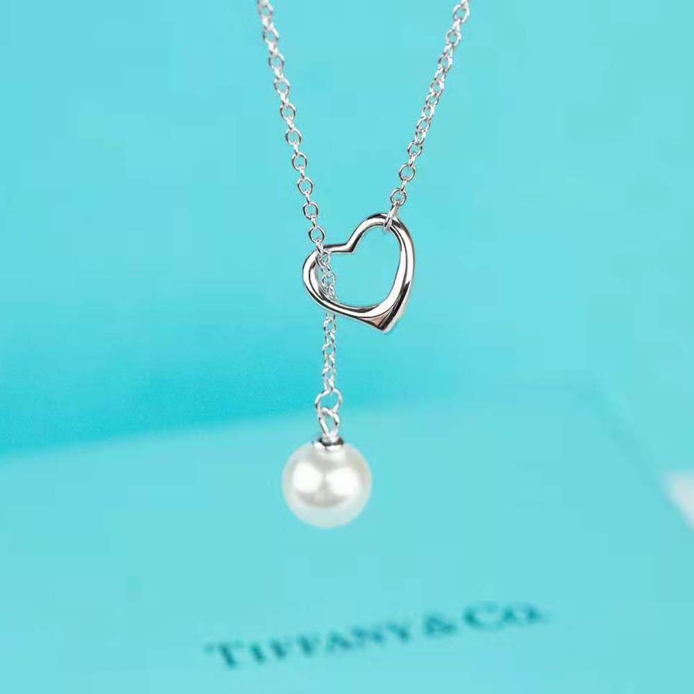 Tiffany Open Heart Lariat Necklace in Silver with Pearls (6)