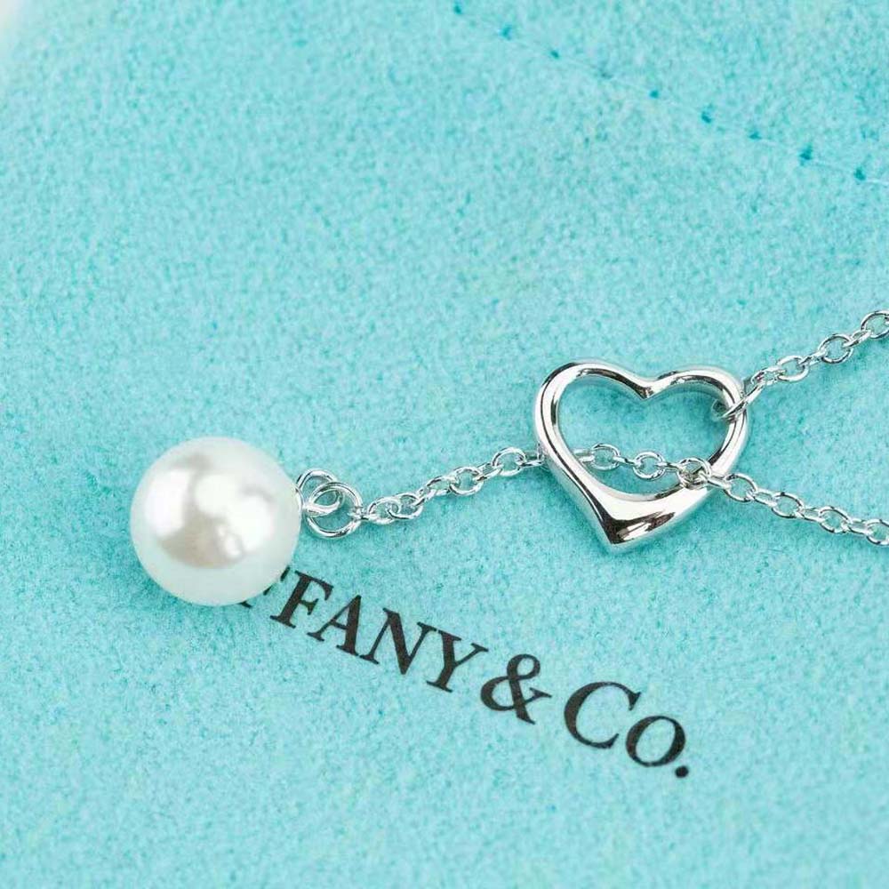 Tiffany Open Heart Lariat Necklace in Silver with Pearls (7)