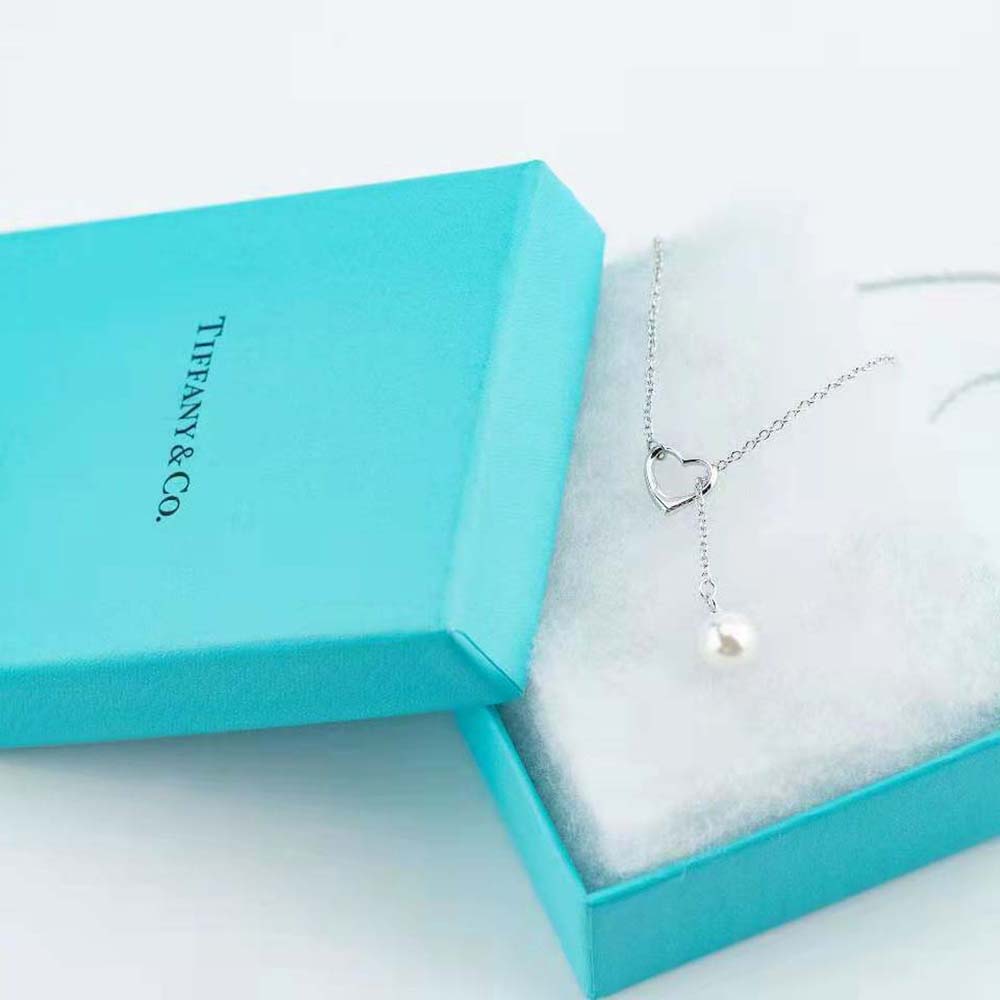 Tiffany Open Heart Lariat Necklace in Silver with Pearls (8)