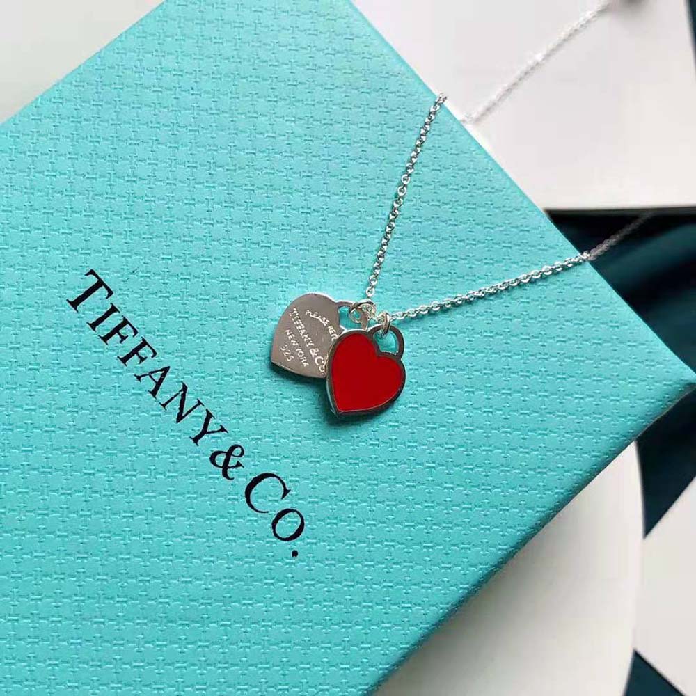Tiffany Return to Tiffany® Red Double Heart Tag Pendant in Silver Small (5)