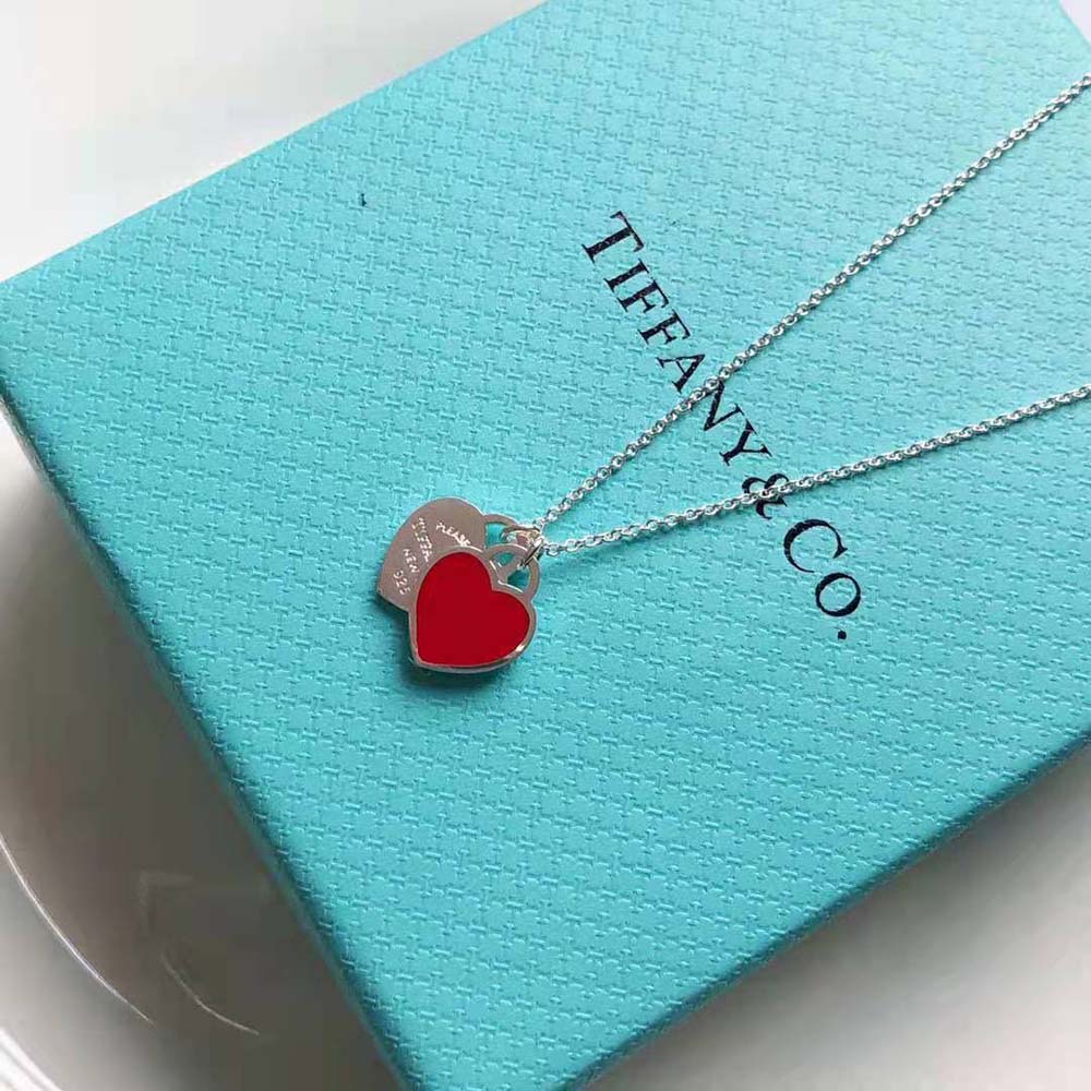Tiffany Return to Tiffany® Red Double Heart Tag Pendant in Silver Small (6)