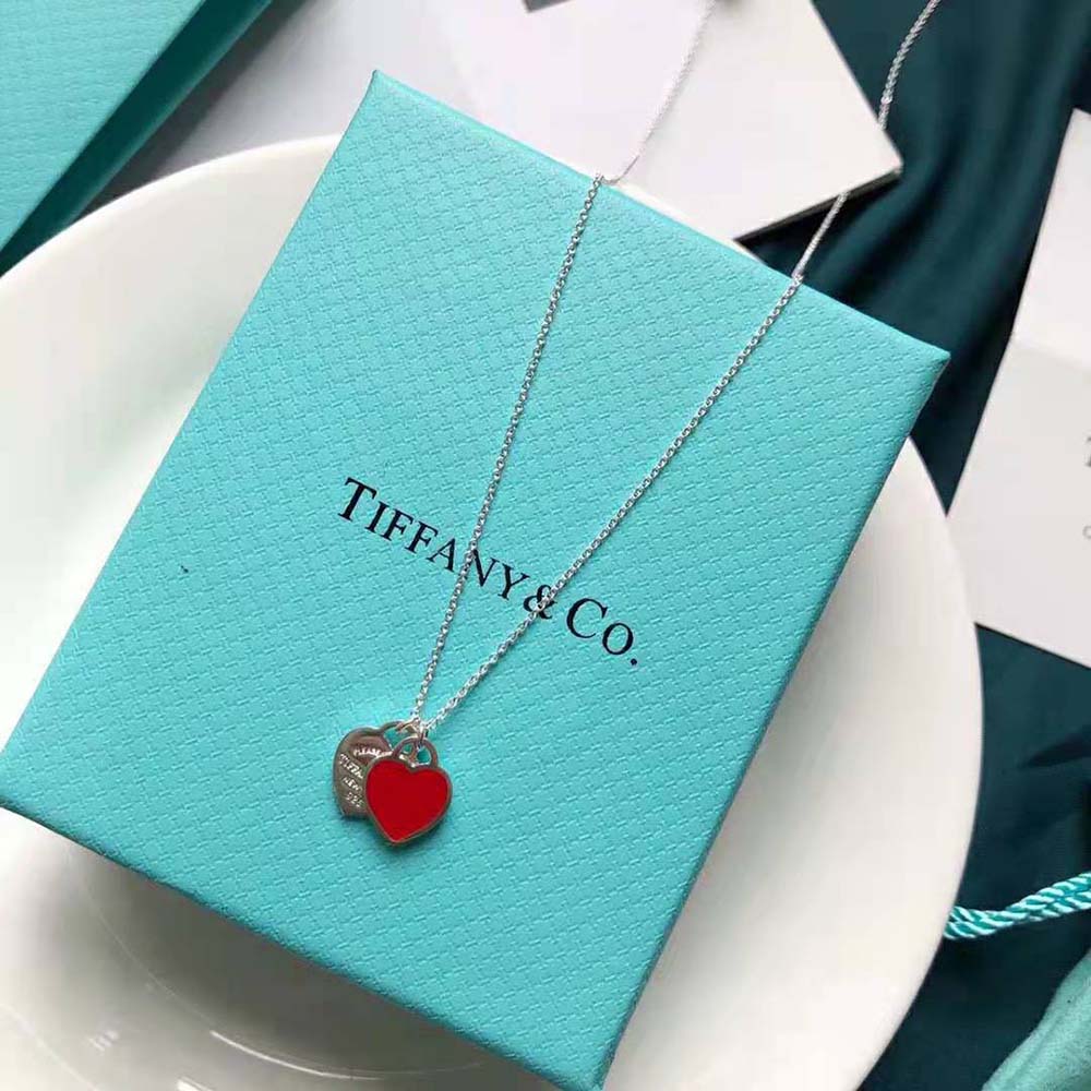 Tiffany Return to Tiffany® Red Double Heart Tag Pendant in Silver Small (7)
