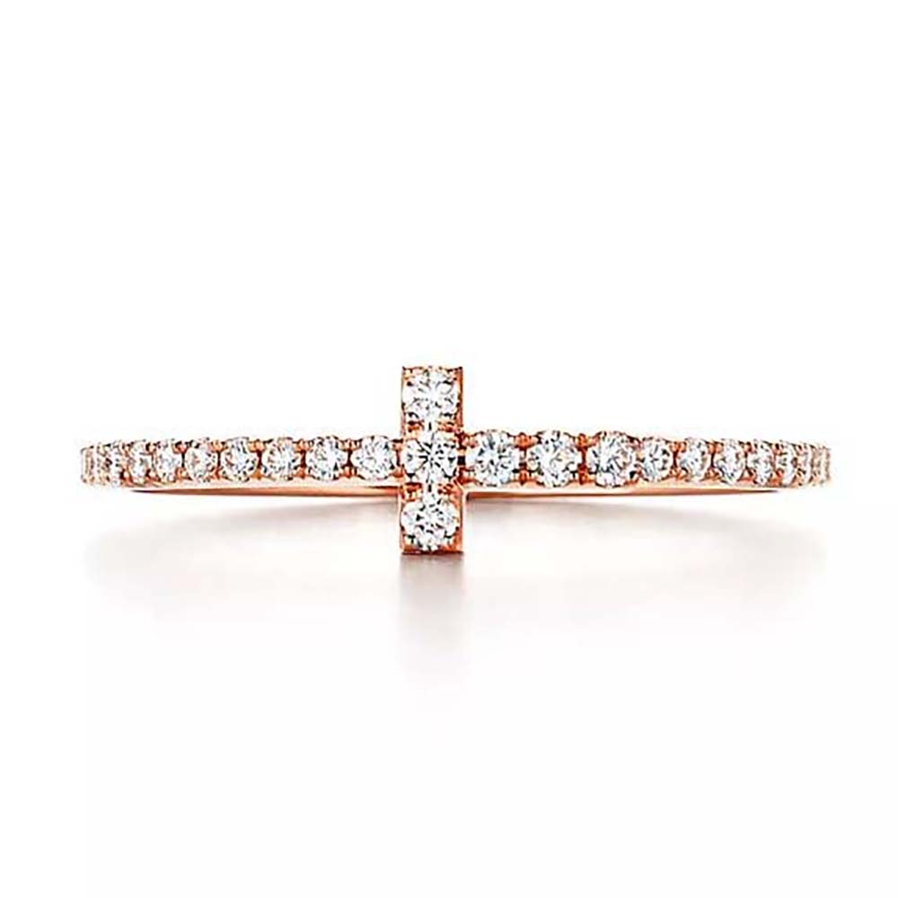 Tiffany T Diamond Wire Band Ring in 18k Rose Gold
