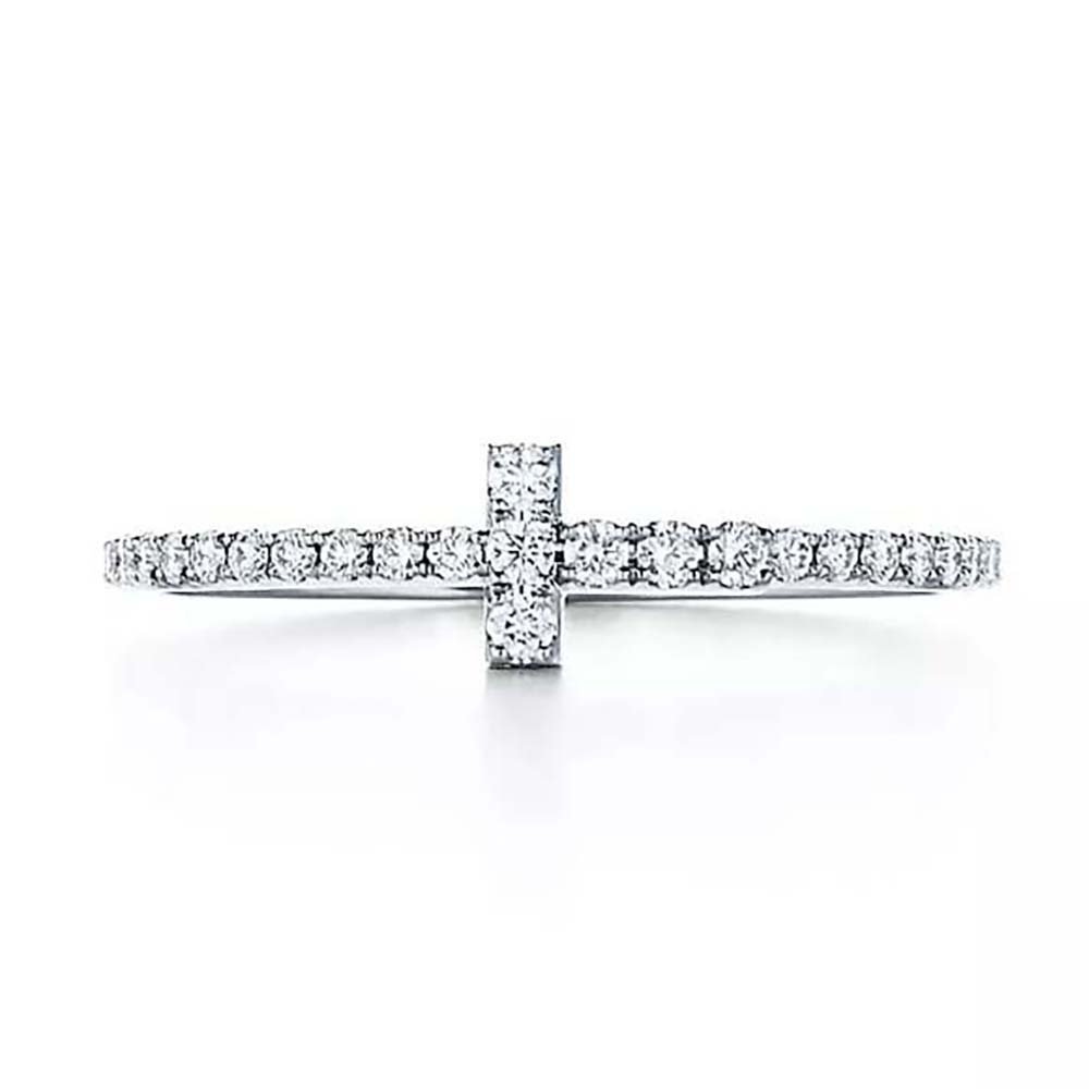 Tiffany T Diamond Wire Band Ring in 18k White Gold