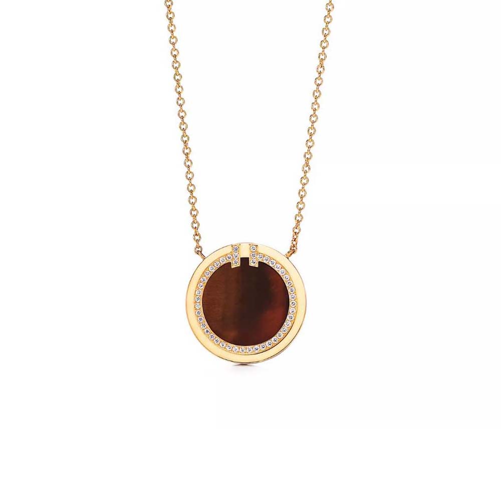 Tiffany T Diamond and Tiger’s Eye Circle Pendant in 18k Gold (1)