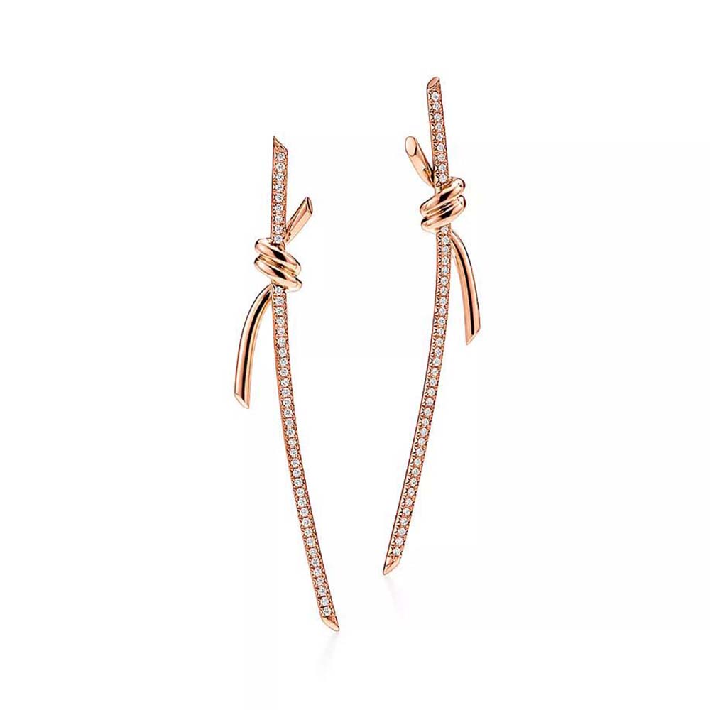 Tiffany Tiffany Knot Drop Earrings in Rose Gold with Diamonds