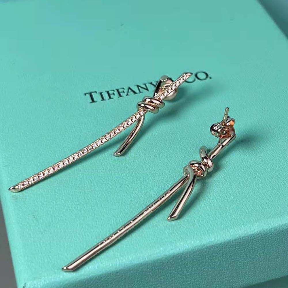 Tiffany Tiffany Knot Drop Earrings in Rose Gold with Diamonds (2)