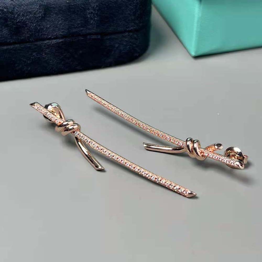 Tiffany Tiffany Knot Drop Earrings in Rose Gold with Diamonds (3)