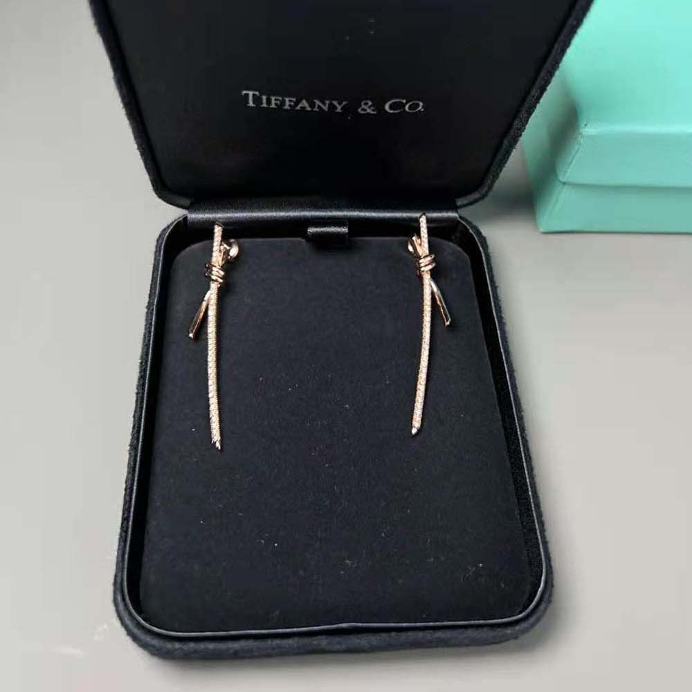 Tiffany Tiffany Knot Drop Earrings in Rose Gold with Diamonds (4)
