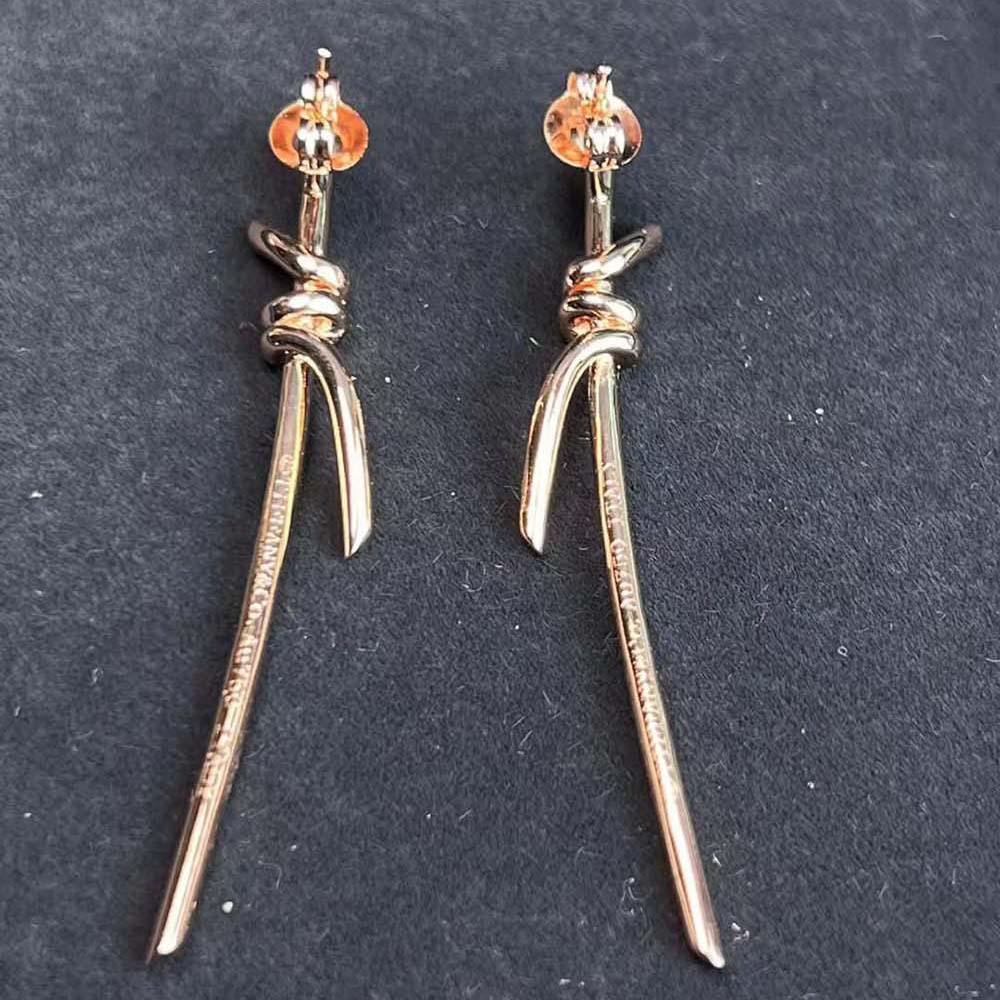 Tiffany Tiffany Knot Drop Earrings in Rose Gold with Diamonds (5)